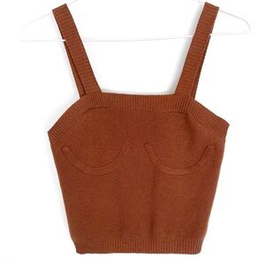 ASOS Brown Knit Crop Top w/ Underbust Seam Detail